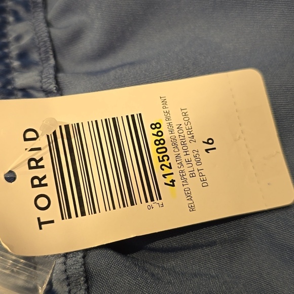 Torrid - Relaxed Taper Satin Cargo Pant in Blue Horizon​​​​ - Picture 7 of 12